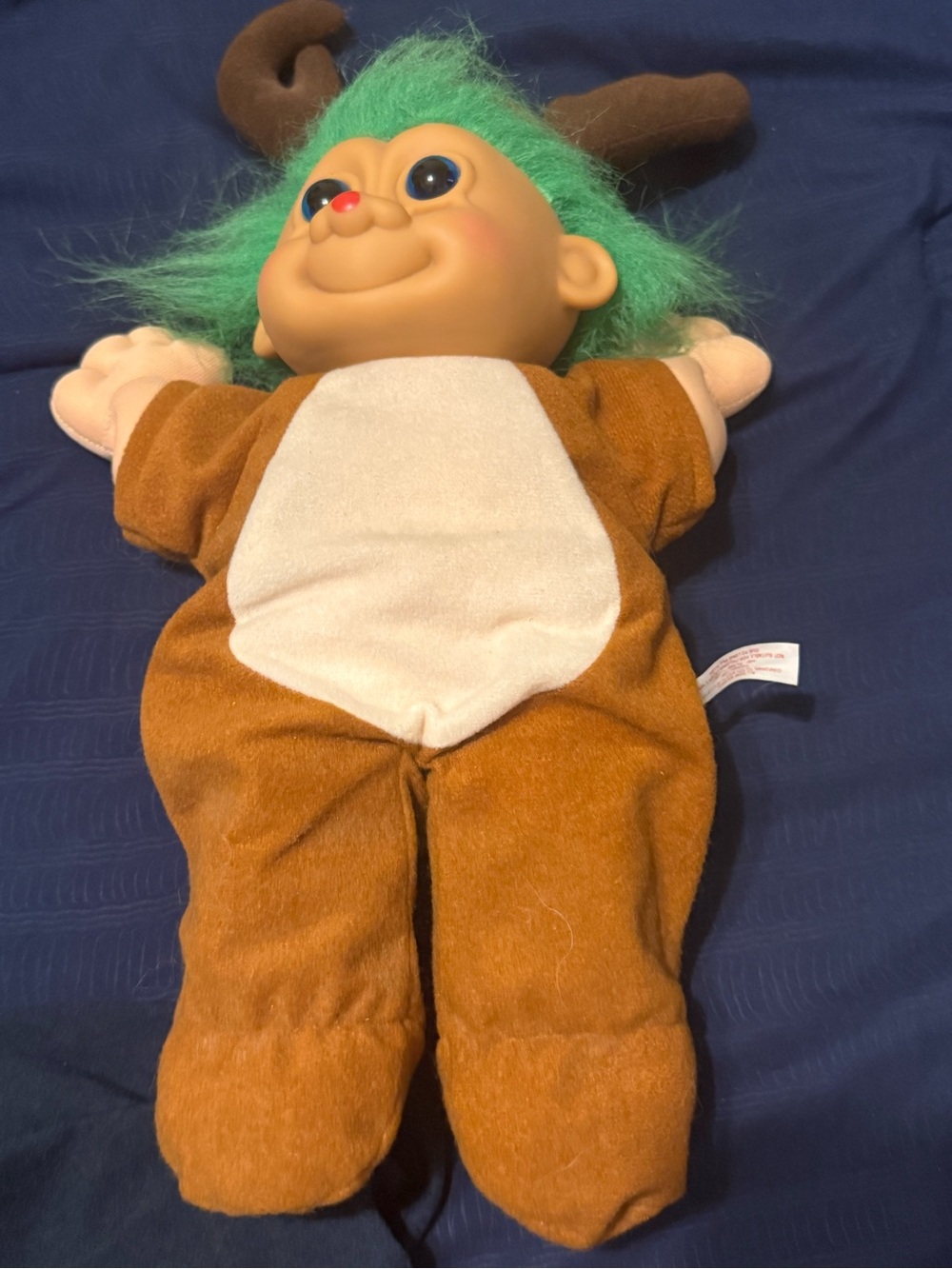 Vintage Russ Troll Kidz Rudy Reindeer Doll 90s Christmas 12" Large